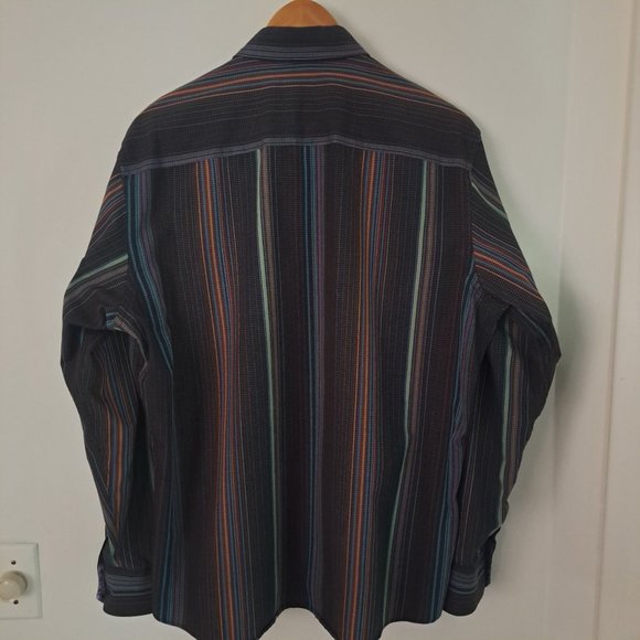 JERRY GARCIA Men's Multi Stripe Long Sleeve Button Down Gray Purple Trim Sz Lg - Picture 4 of 8